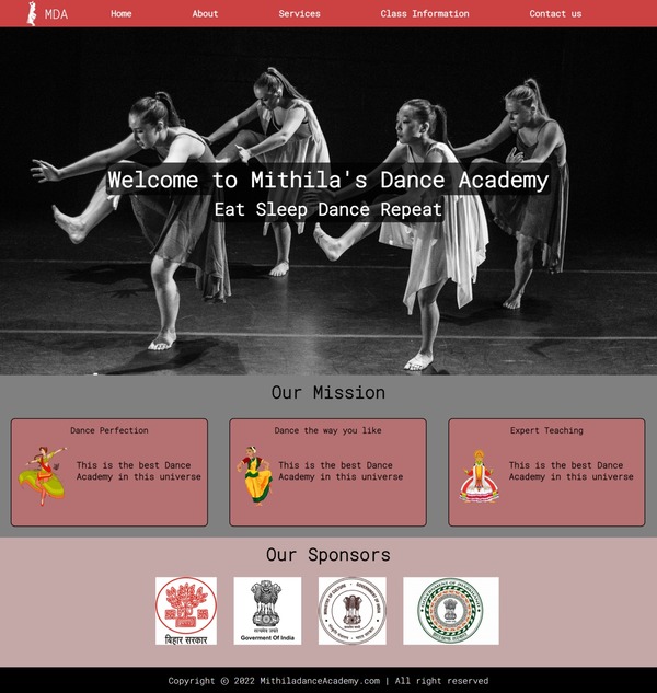 Design of Dance website